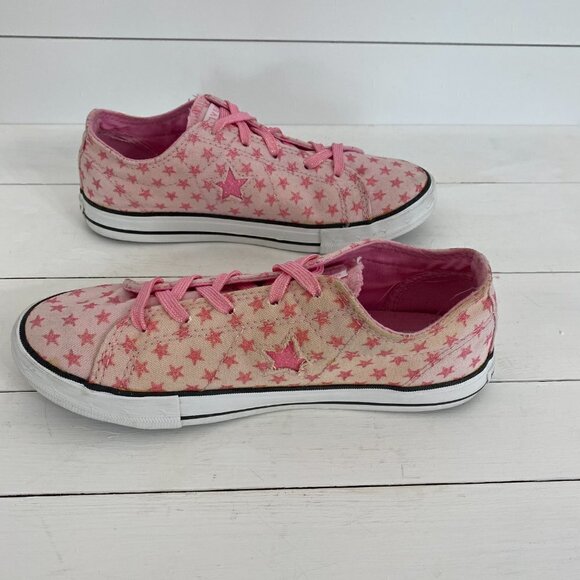 Converse All Stars Pink Glitter Stars Graphic Print Low Top Sneakers Size 4.5 - Picture 9 of 14